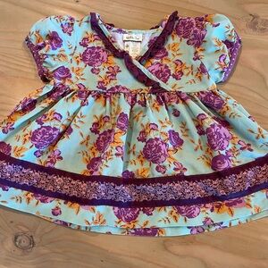 Floral Baby Dress with Purple and Blue